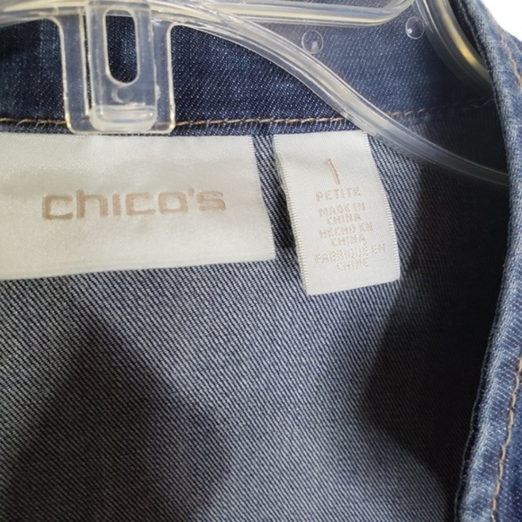 Chico's Petite Braid-Detail Denim Military Jacket - Picture 7 of 8